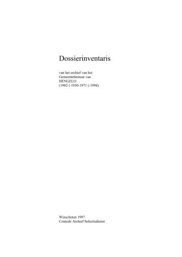 Dossierinventaris - Gemeente Hengelo