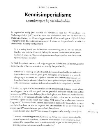 Kennisimperialisme. Kanttekeningen bij een beleidsadvies - Krisis