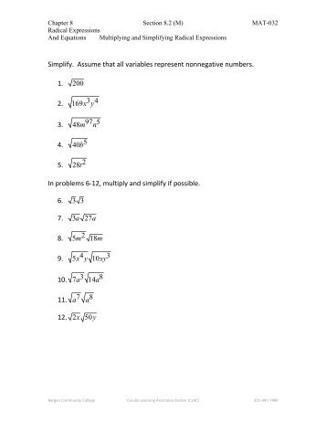 Simplify. Assume that all variables represent nonnegative numbers ...