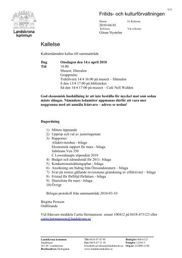 Kallelse - Landskrona kommun