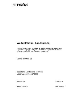 Hydrogeo rapport - Landskrona kommun