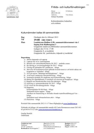 kallelse kn 130206 med handlingar.pdf - Landskrona kommun