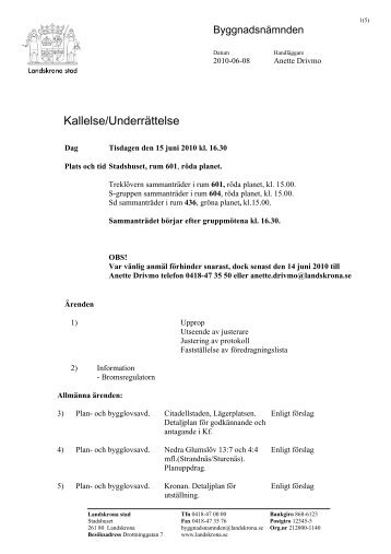 Kallelse/Underrättelse