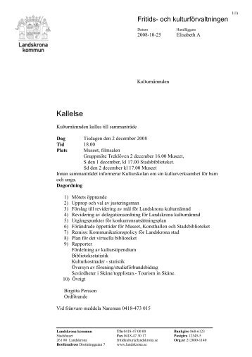 Kallelse - Landskrona kommun