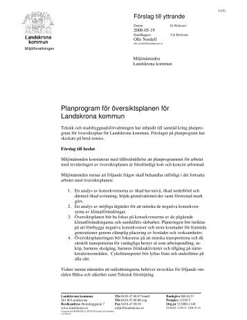Planprogram för översiktsplanen för Landskrona kommun