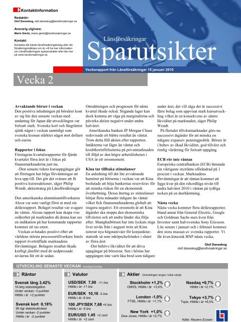 Sparutsikter vecka 2 - Länsförsäkringar