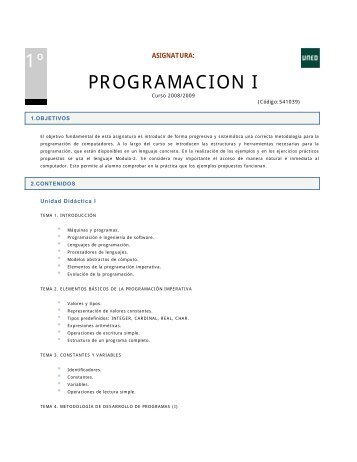 1º PROGRAMACION I - Centro Asociado UNED Calatayud