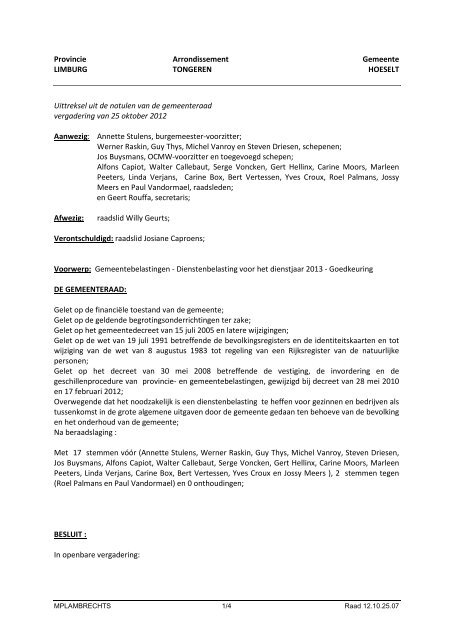 2.1. Dienstenbelasting. - Hoeselt.Be