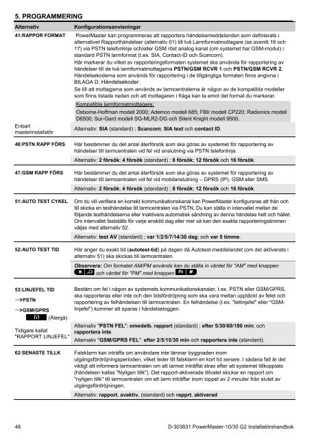 D-303831 PowerMaster-10/30 G2 Installatörshandbok - Visonic