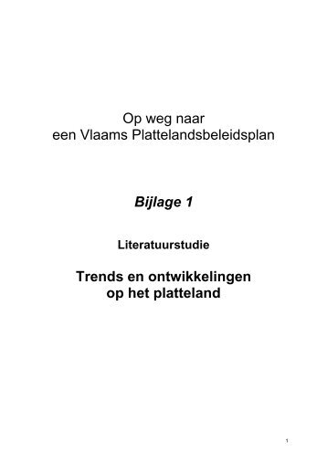 Trends en ontwikkelingen op het platteland - Vlaamse ...