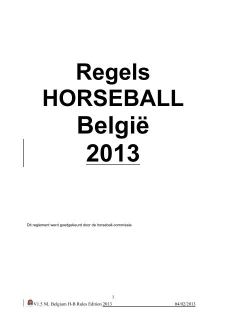 Nationaal reglement horseball 2013 - VLP