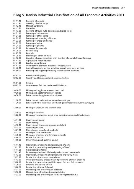 Publikation - Dansk Branchekode 2003 - Bilag 5 Danish Industrial ...