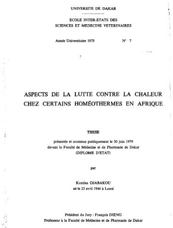 Aspects de la lutte contre la chaleur chez certains homéothermes en ...