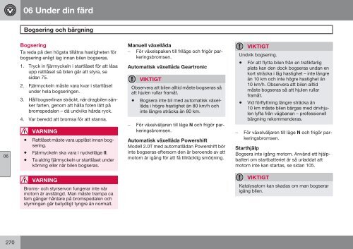 Instruktionsbok - Volvo