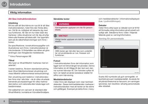 Instruktionsbok - Volvo