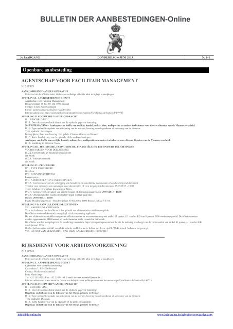 BULLETIN DER AANBESTEDINGEN-Online