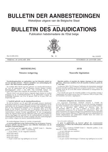 bulletin der aanbestedingen bulletin des adjudications