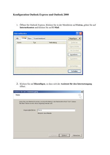 Konfiguration Outlook Express und Outlook 2000