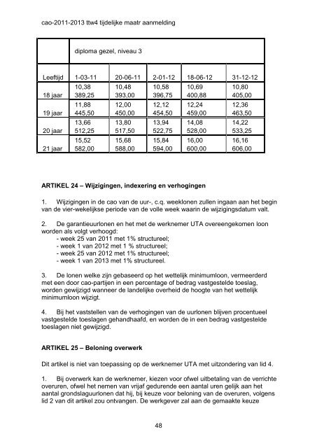 Cao 2011 - 2013 gewijzigde versie in verband met ... - FNV Bouw