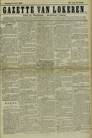 Zondag 12 Juli 1908. 65° Jaar N° 3338. Bureel en Werkhuizen ...