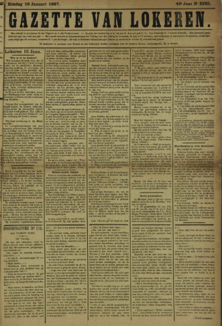 Zondag 16 Januari 1887. 44«JaarN°2285. Lokeren 15 Janu.