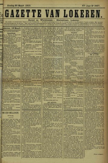 Zondag 20 Maart 1910. 67* Jaar N° 3427. Bureel en Werkhuizen ...