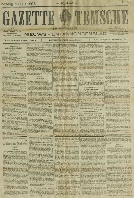 Zondag 30 Juli 1905 NIEUWS - EN/