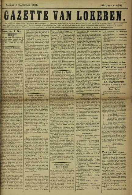 Zondag 8 December 1895. 52* Jaar M« 2681. Lokeren 7 Dec ...