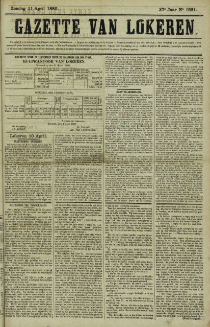 Zondag 11 April 1880. 37* Jaar N» 1931. GAZETTE VAN LOKERE