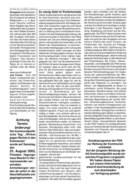 MB 03/06 - kommunalpolitisches forum Land Brandenburg eV
