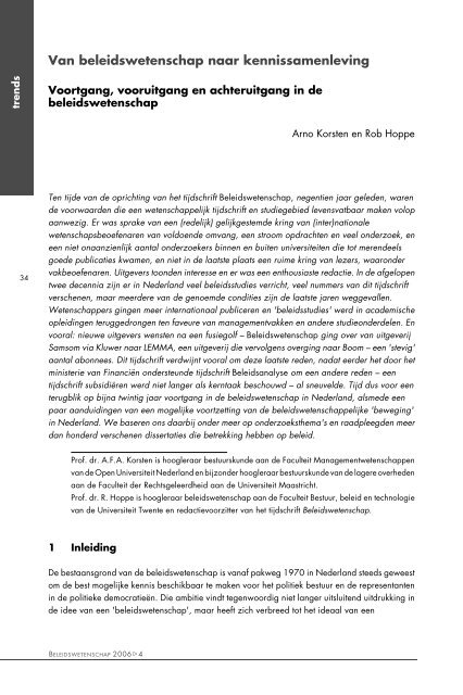 Van beleidswetenschap naar kennissamenleving.pdf - Prof. dr. AFA ...
