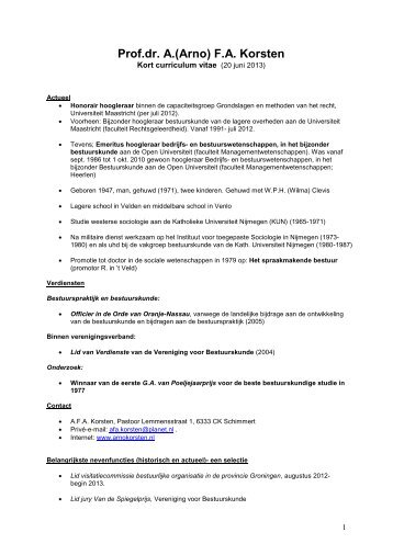 Kort curriculum vitae Arno Korsten.pdf - Prof. dr. AFA Korsten