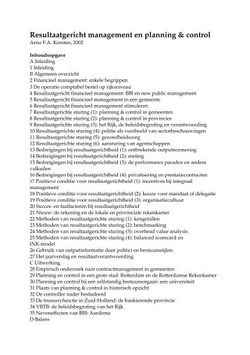 Resultaatgericht management en planning & control - Prof. dr. AFA ...