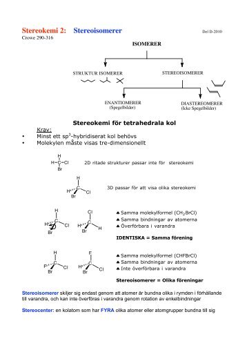 Föreläsning 14 Stereokemi - IFM