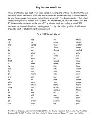 Fry Instant Word List - Londonderry School District
