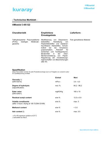 ®Mowiol 3-85 G2 - Kuraray Europe GmbH