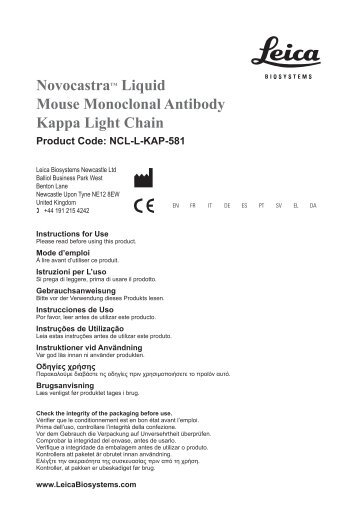 NovocastraTM Liquid Mouse Monoclonal ... - Leica Biosystems