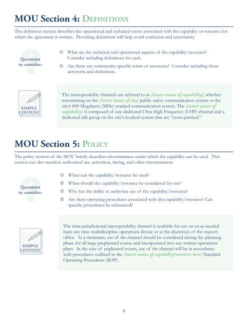 Writing Guide for a Memorandum of Understanding (MOU) - SafeCom