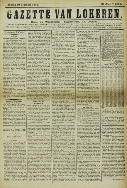 Zondag 10 Februari 1901. 58» Jaar N° 2951. Bureel en Werkhuizen ...