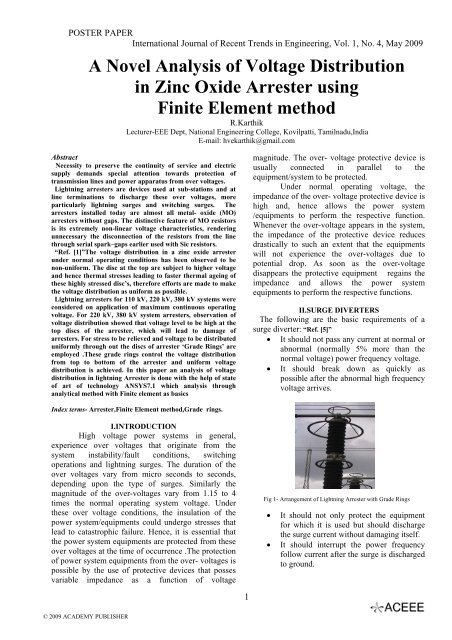 A Novel Analysis of Voltage Distribution in Zinc Oxide Arrester using ...