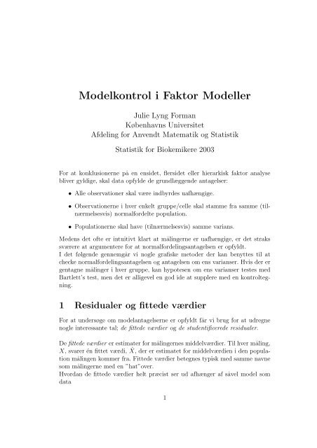 Modelkontrol i Faktor Modeller - Københavns Universitet