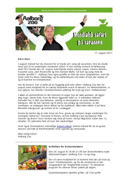 OBS. En pdf-version af nyhedsbrevet kan hentes her - Aalborg Zoo