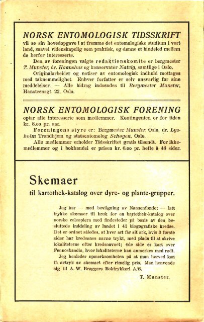 D r - I g Thor .................................. 118 - Norsk entomologisk forening