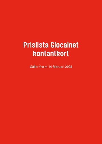 Prislista Glocalnet kontantkort