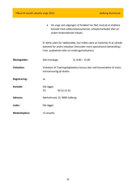 Tilbud til socialt udsatte unge (18-30 år) 2013 - Aalborg Kommune