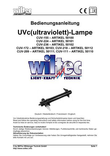 UVc(ultraviolett)-Lampe - WilTec - WilTec Wildanger Technik GmbH