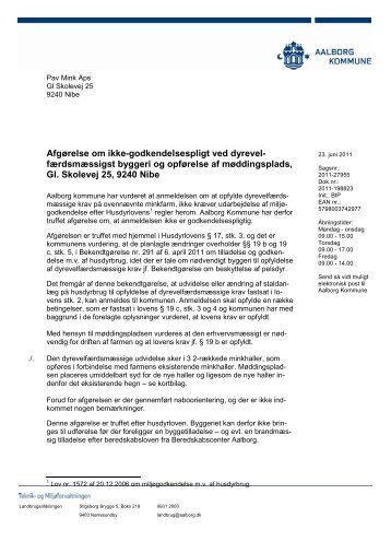 Afgørelse om ikke-godkendelsespligt ved dyrevel - Aalborg Kommune