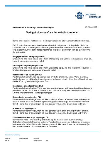 Vedligeholdelsesaftale for ældreinstitutioner - Aalborg Kommune