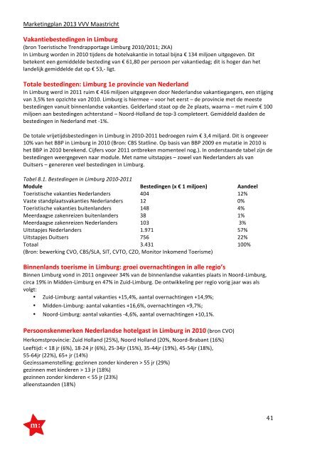 Marketing Communicatie Plan 2013 - VVV Maastricht