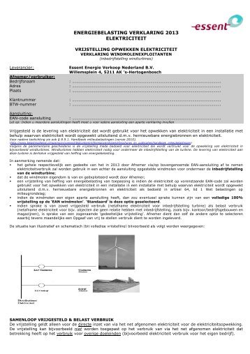 Vrijstelling opwekken elektriciteit (windmolenexploitanten) - Essent